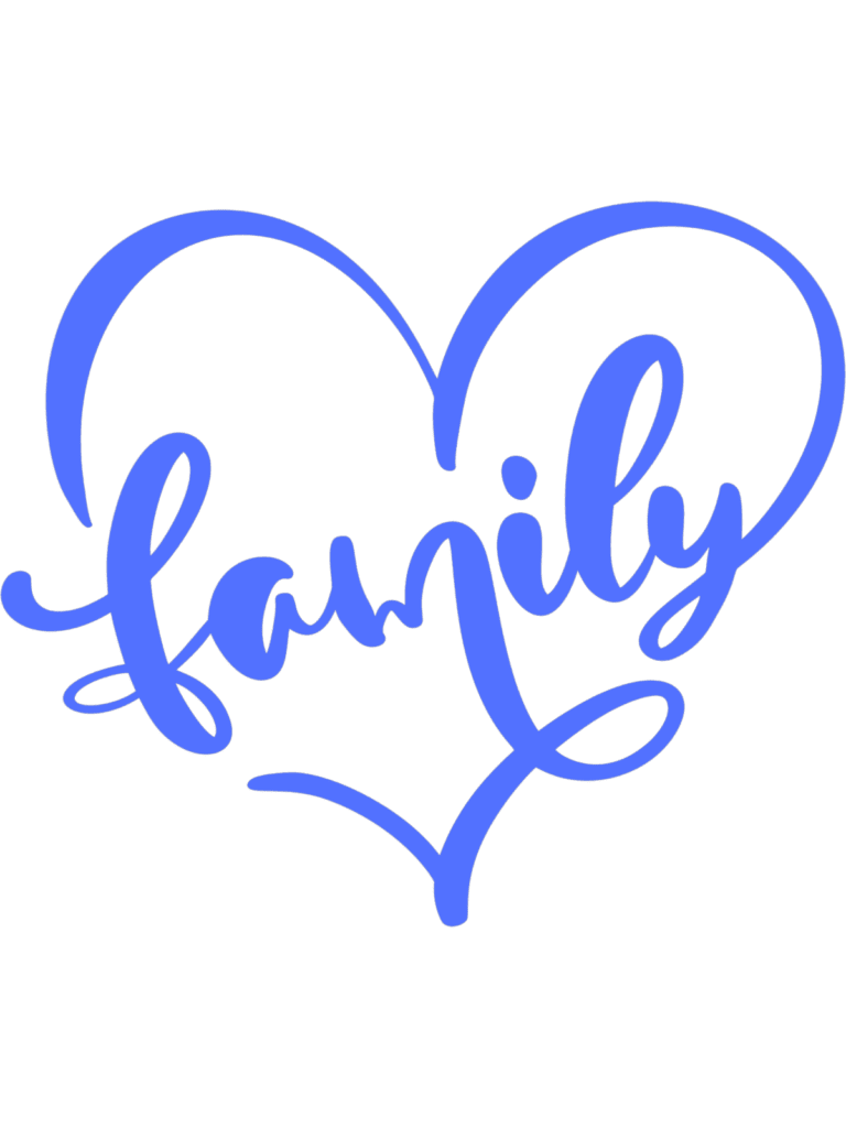 heart shape with the word family woven in middle