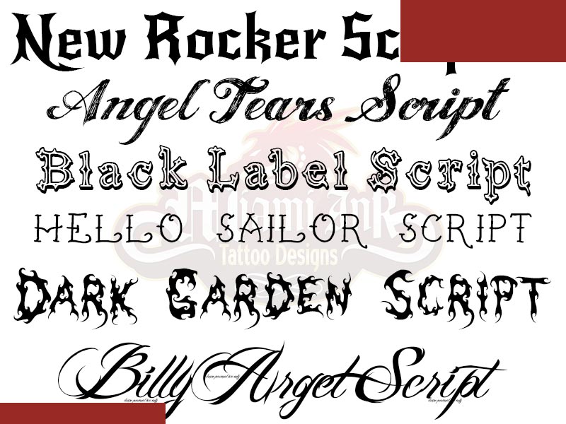 examples of tattoo scripts and fonts