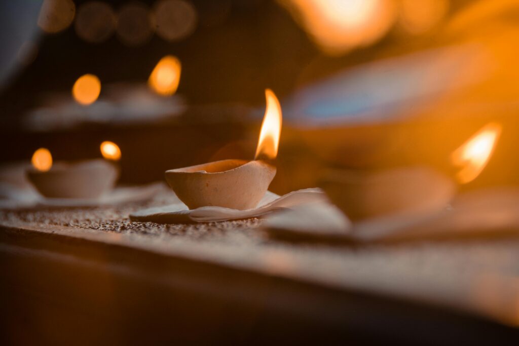 ritual candles burning