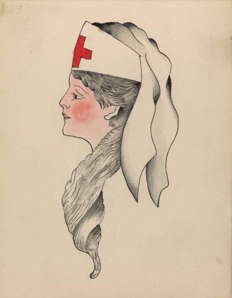 portrait tattoo design of an army nurse