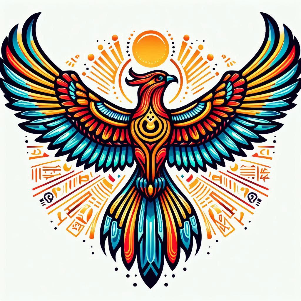 phoenix tattoo design with egyptian symbols