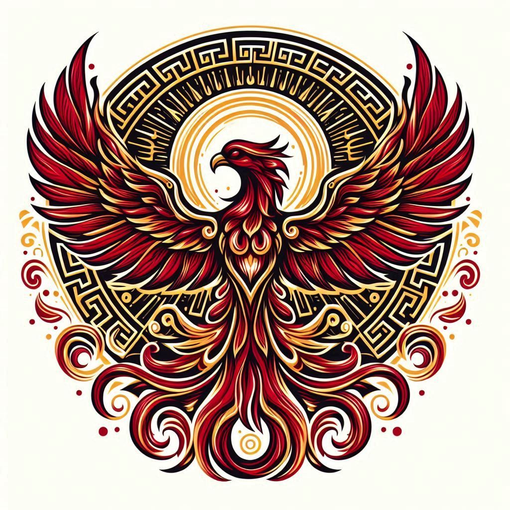 phoenix tattoo design with greek mythology symbols