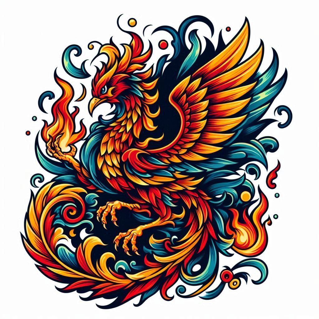 phoenix tattoo design with japanese influences