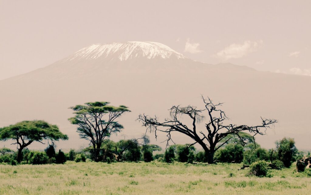 vintage photograph of Mount Kilimanjaro in Tanzania, Africa