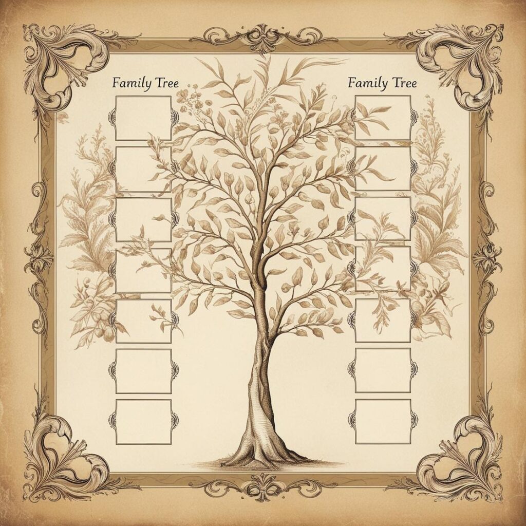 family tree chart in vintage colors