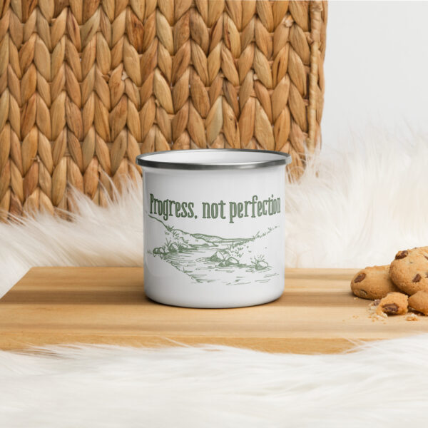 Progress, Not Perfection Enamel Mug - Image 2