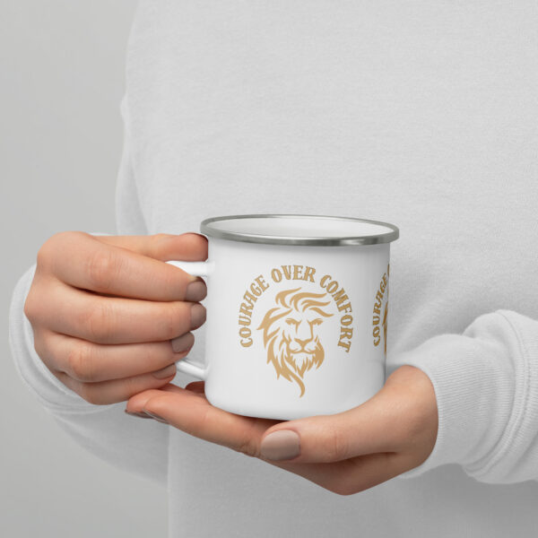 Courage Over Comfort Enamel Mug