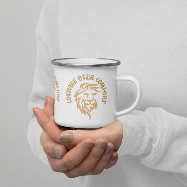 Courage Over Comfort Enamel Mug - Image 2