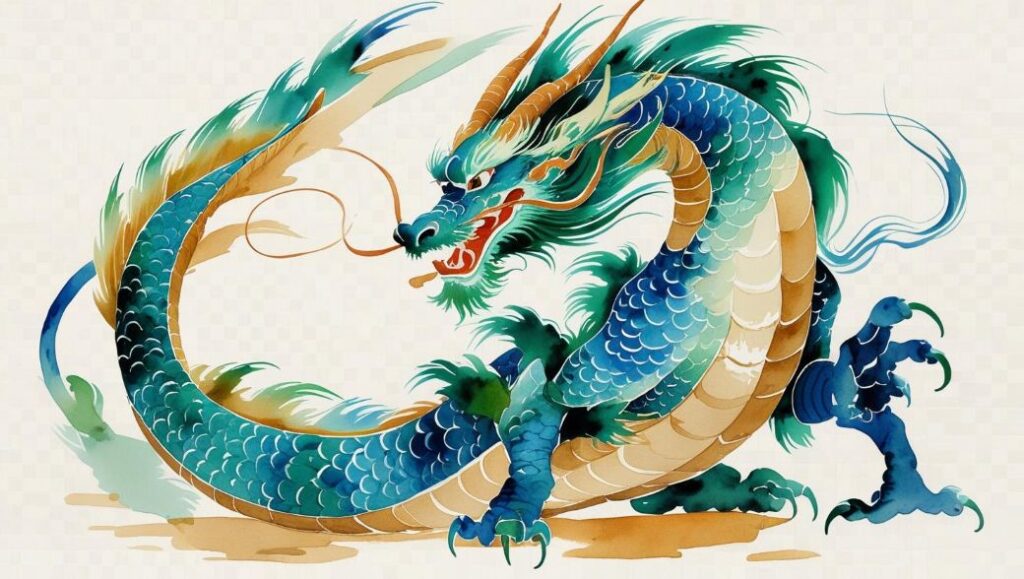 Dragon watercolor symbol of strength