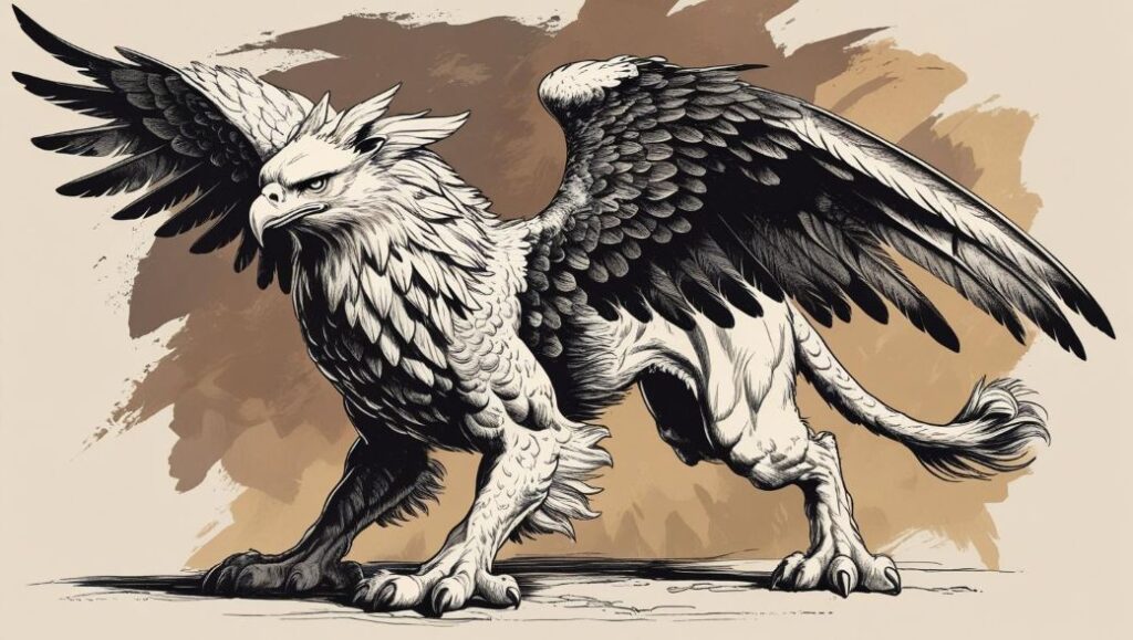Griffin drawing as common celtic symbol of strength