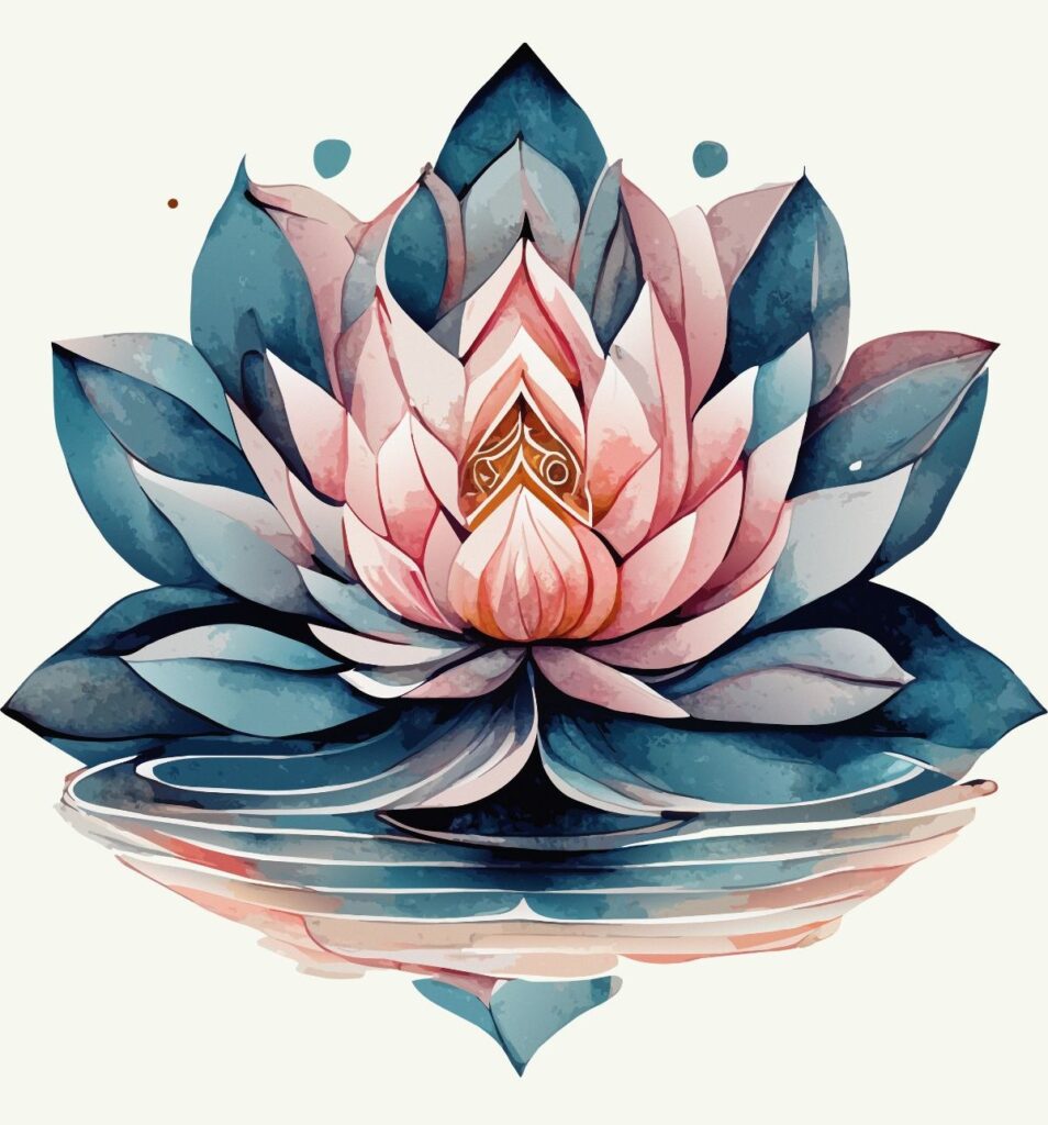 Watercolor lotus flower
