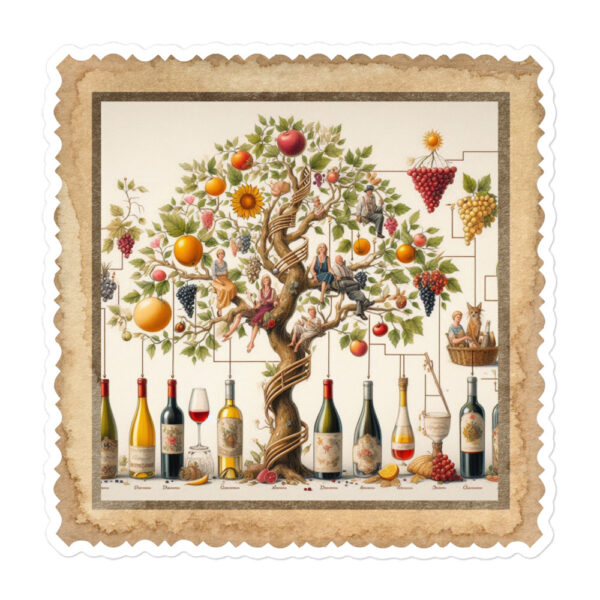 Wine Lovers Family Tree Bubble-free stickers