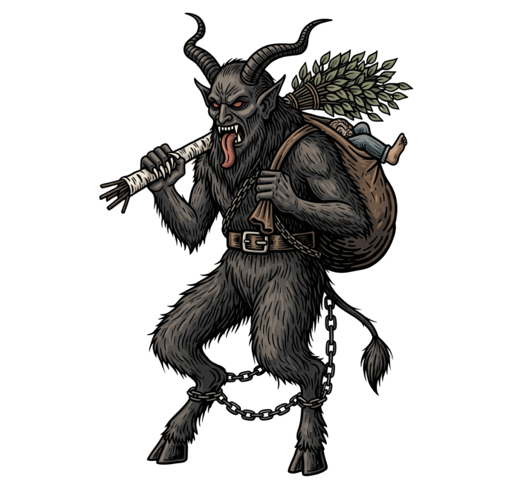 drawing of the scary mythical creature Krampus