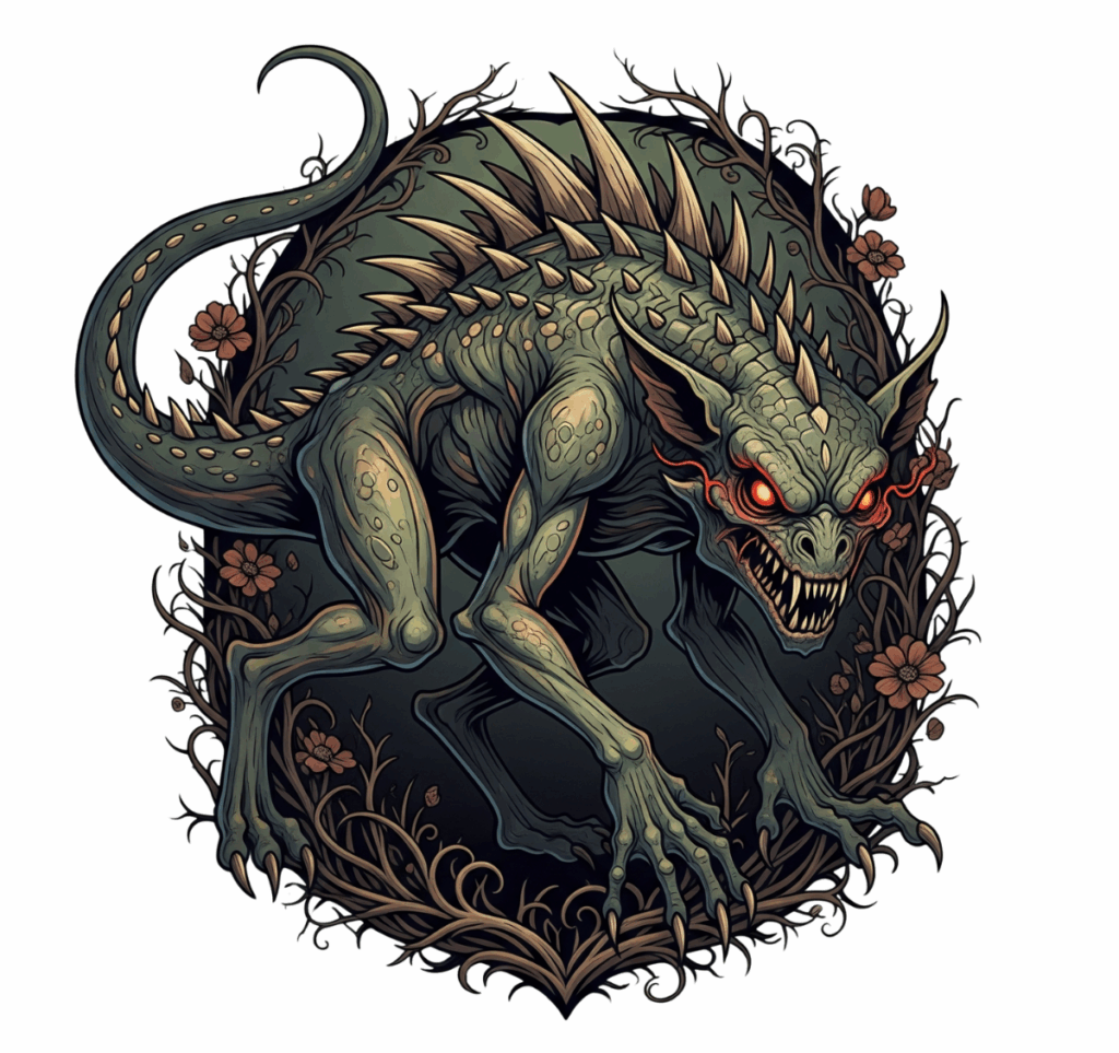 graphic depiction of a chupacabra