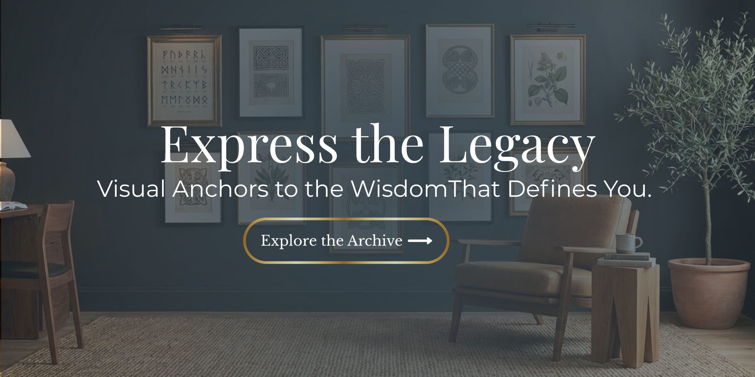 home office or library with a gallery wall of heritage art