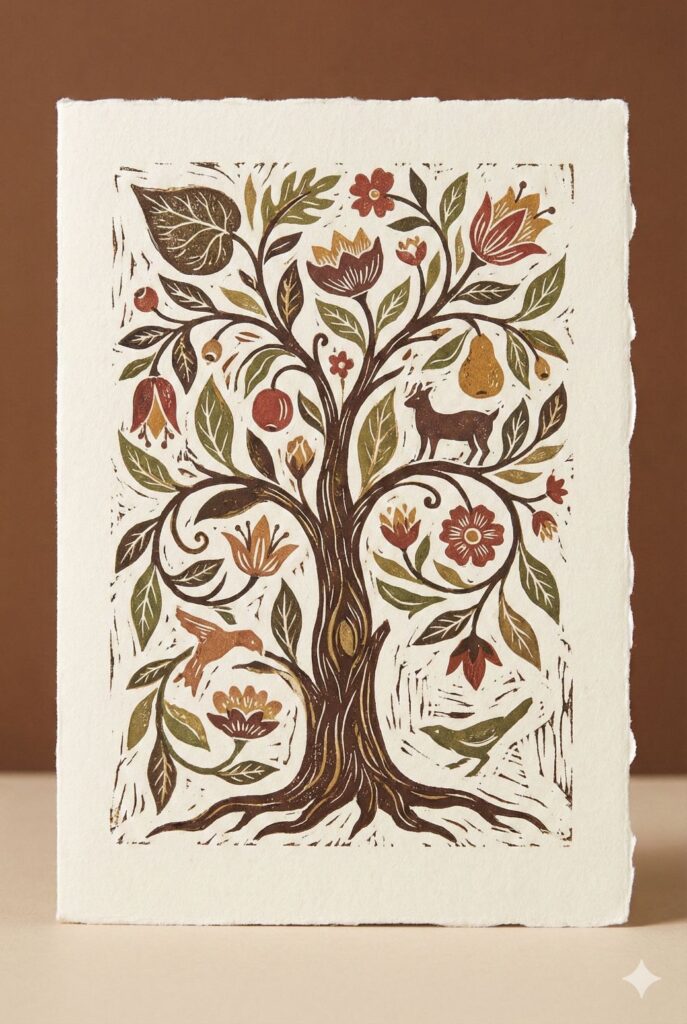 decorative woodcut tree of life